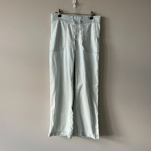 PrAna Podium Wide Leg Drawcord Mid Rise Casual Pull On Pants Light Blue Small - Picture 2 of 9